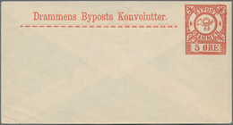 Norwegen - Ganzsachen: 1875 (ca.), Six Unused Postal Stationery Envelopes Of The Private Townpost Of - Postwaardestukken