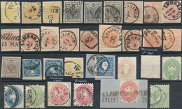Österreich: 1850/1870 (ca.), Sauberes, Meist Gestempeltes Lot Von 32 Marken, Dabei MiNr. 1/2 (3), Mi - Verzamelingen