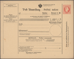 Österreich - Ganzsachen: 1870/71, Neun Ungebrauchte Postanweisungen 5 Kr. Rot Auf Gelblich, Dabei Vi - Autres & Non Classés