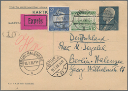 Polen: 1926/38, Little Accumulation Of Ca. 20 Covers And Commercially Used Postal Stationeries, Some - Gebraucht