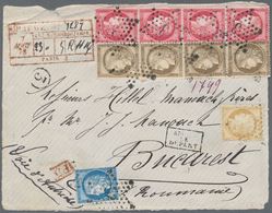 Rumänien: 1872-75 Ca.: Correspondence From Paris To E. Hillel Manoach, Bucharest Containing 22 Front - Used Stamps