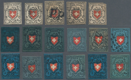 Schweiz: 1850-52: 32 Imitationen/Nachahmungen/Fälschungen Von Durheim-Marken (Ortspost Bis Rayon III - Collections