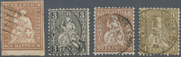 Schweiz: 1854/1878, Interessante Partie Mit 45 Gestempelten Werten Der Ausgaben 'Sitzende Helvetia', - Collections