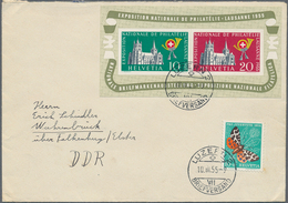 Schweiz: 1909/1955, Partie Von 38 Belegen, Dabei 30 Mit Zusammendrucken Und Acht Briefe Mit Block-Fr - Collections