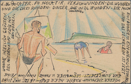 Schweiz: 1920er-40er Jahre: 27 Postkarten, Meist Ganzsachen, Mit Rückseitigen Zeichnungen, Meist Kol - Sammlungen