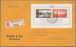 Schweiz: 1942-62: 17 FDCs Und Briefe, Dabei U.a. Pro Patria-Block '42 Auf R-Brief, Zwei Basel-Blocks - Lotes/Colecciones