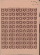 Spanien: 1862, 4cs. Brown On Salmon, Complete Sheet Of 100 Stamps, Mint Never Hinged. Michel No. 50, - Brieven En Documenten