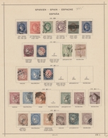 Spanien: 1864-1940, Zumeist Gestempelte Teilsammlung Auf Alten Vordruck-Blättern, Dabei Auch Einige - Cartas & Documentos
