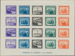 Spanien: 1938, Army And Navy Perforated And IMPERFORATED Miniature Sheets In A Lot With Ten Miniatur - Cartas & Documentos