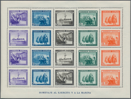 Spanien: 1938, Army And Navy Perforated Miniature Sheet In A Lot With 100 Miniature Sheets Numbered - Covers & Documents