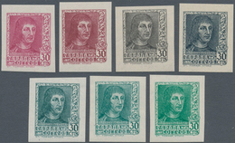 Spanien: 1938, Ferdinand II. 30c. 'Lit. Fournier Vitoria' In A Lot With About 1.200 IMPERFORATE COLO - Lettres & Documents