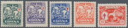 Spanien: 1945, Tuberculosis Complete Set Of Five Incl. The Two Compulsory Surtax Stamps In A Lot Wit - Brieven En Documenten