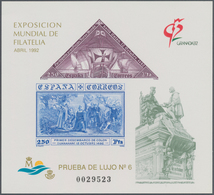 Spanien: 1992, International Stamp Exhibition GRANADA'92 And 500 Years Of Granada Imperforate Specia - Briefe U. Dokumente