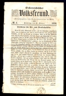 Austria, Croatia - Complete Newspaper Oeseterreichischer Volksfreund No. 4 From 1850 - Other & Unclassified