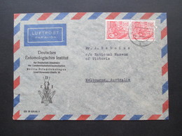 DDR Fünfjahrplan 1962 Luftpostbrief Nach Melbourne Australien Firmenumschlag Deutsches Entomologisches Institut Berlin - Storia Postale