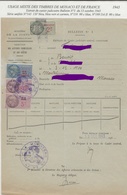 TIMBRES FISCAUX MIXTE FRANCE/ MONACO 1942 DIMENSION N°15  2F VERT + 3 SERIE UNIFIEE FRANCE - Fiscaux