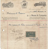 MACAU 1939 MOTOR CAR COMPANY INVOICE TO THE GOVERNMENT WITH 10 AVOS REVENUE STAMP - Covers & Documents