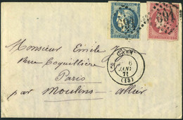 Lettre Boule De Moulins Affranchie à 20+80c Bordeaux De Caen 6/1/71 Pour Paris Sans Arrivée - Pli Avec Correspondance, T - Sonstige & Ohne Zuordnung