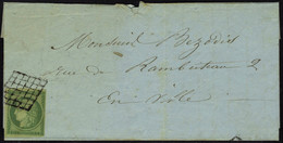 Lettre N° 2b, 15c Vert Foncé Seul Sur L Obl Grille, Pour Paris, Au Verso Càd Paris 28 Juil 51. Maury - Altri & Non Classificati