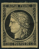 Neuf Avec Charnière N° 3, 20c Noir Forte Charnière + Pli De Gomme - Sonstige & Ohne Zuordnung