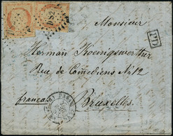 Lettre N°5e. 40c Orange Très Pâle X 2ex S/Lettre Obl. Los DS 2 Romains Et CàD Paris 27 Août 53. Cachet PD Pour Bruxelles - Sonstige & Ohne Zuordnung