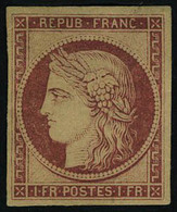 Neuf Avec Charnière N° 6F, 1f Carmin Réimpression Gomme Partielle, T.B. - Altri & Non Classificati