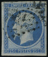 Oblitéré N° 15, 25c Bleu Empire, Infime Trou Vermiculaire, Aspect T.B., Signé - Other & Unclassified