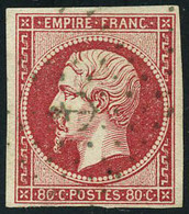 Oblitéré N° 17B, 80c Rose X 5 Ex. Obl Diff. CàD, GC, Pointillé, Ancre, Griffe Linéaire Barcelona, TB, Signé Brun - Otros & Sin Clasificación