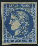 Neuf Avec Charnière N° 46B, 20c Bleu, Type III Report 2, Restauré, Aspect T.B. - Sonstige & Ohne Zuordnung
