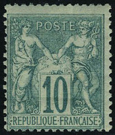 Neuf Avec Charnière N° 65, 10c Vert, Type I, Pli De Gomme, T.B. - Autres & Non Classés