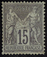 Neuf Avec Charnière N° 77, 15c Gris Excellent Centrage, Cl, Signé Brun - Andere & Zonder Classificatie