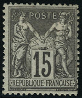 Neuf Avec Charnière N° 77. 15c Gris, Type II, T.B. Signé Thiaude. - Andere & Zonder Classificatie