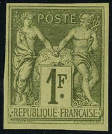 Neuf Sans Gomme N° 82b, 1f Vert-bronze, Type II, ND, Réimpression Granet, T.B. - Autres & Non Classés