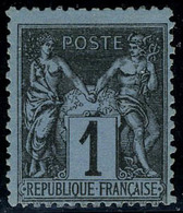 Neuf Avec Charnière N° 84, 1c Noir Sur Bleu De Prusse, Très Bel Exemplaire, Cl Superbe, Signé + Certificat JF Brun - Otros & Sin Clasificación