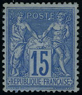 Neuf Avec Charnière N° 90a, 15c Bleu Sur Bleu, T.B. - Andere & Zonder Classificatie