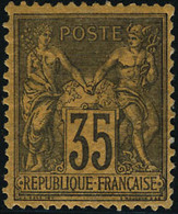 Neuf Avec Charnière N°93. 35c Violet-noir Sur Jaune, Excellent Centrage, SUP - Andere & Zonder Classificatie