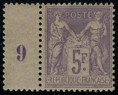 Neuf Sans Charnière N° 95, 5F Violet S/lilas, SUPERBE, Signé Calves - Andere & Zonder Classificatie