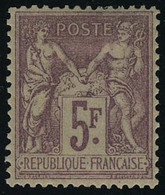 Neuf Avec Charnière N° 95, 5f Violet Sur Lilas, Très Bien Centré, T.B. Certificat Roumet - Other & Unclassified