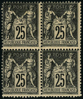 Neuf Sans Charnière N° 97, 25c Noir Sur Rose, Bloc De 4 Dont Les 2 Exemplaires Du Haut Neufs *, T.B. - Other & Unclassified