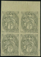 Neuf Sans Charnière N° 107, 1c Type Blanc, Bloc De 4 ND, Bdf, Superbe, Signé Maury - Other & Unclassified