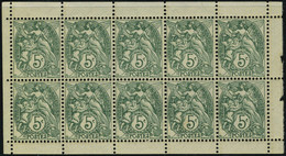 Neuf Sans Charnière N° 111F, 5c Type Blanc, Bloc De 10, 5 Paires Verticales De Carnets, T.B. - Other & Unclassified