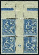 Neuf Sans Charnière N° 114, 25c Bleu, Bloc De 4, Haut De Feuille Millésime 0, Superbe - Andere & Zonder Classificatie