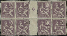 Neuf Sans Charnière N° 115. 30c Violet. Mouchon. Bloc De 8, Millésime 0. T.B. - Other & Unclassified