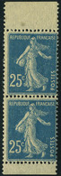 Neuf Sans Charnière N° 140m, 25c Bleu, Paire Horizontale De Carnet, TB - Autres & Non Classés