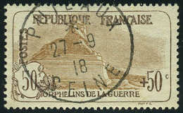 Oblitéré N° 153, 50c+50c Orphelins, Oblitération Centrale, SUPERBE - Other & Unclassified