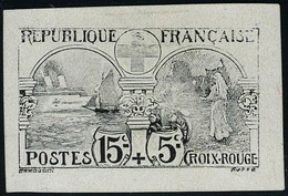 N° 156, 15 + 5c Croix Rouge épreuve Du Poinçon Original En Noir, RRR, Signé + Certificat JF Brun - Other & Unclassified