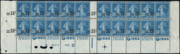 Neuf Sans Charnière N° 217g, 25c S/30c Bleu Type IIB, Bloc De 20 Ex Pub Gibbs Surch. Décalée : 2 Ex Sans Surch. Tenant à - Other & Unclassified