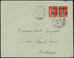 Lettre N° 3, Paire Du 50c Paix Surcharge Dunkerque Sur L Obl Malo Les Bains 23.7.40, TB Michel 600 € - Otros & Sin Clasificación