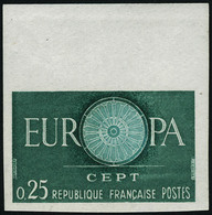 Neuf Sans Charnière France N° 1266/07. EUROPA 1960. La Paire Non Dentelée + La Même En 2 épreuves De Luxe. T.B. - Andere & Zonder Classificatie