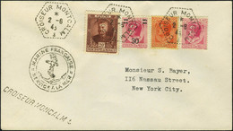 Lettre N° 67+80+81+104 S/Lettre CàD Croiseur Montcalm 2.6.43 Pour New-York, Cachet Linéaire Croiseur Montcalm Et Cachet  - Andere & Zonder Classificatie